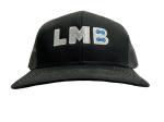 Product Description: Black/gray mesh backhat. Six-panel design, embroidered with LMB wordmark.Adjustable snapback closure. Sure to be a favorite!</br></br>Color: Black front, Gray mesh back, white and blue embroidery.</br> LMB Wordmark Hat with sticker