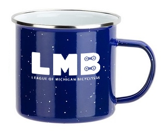 Product Description: Blue Foundry 16 oz enamel-lined campfire coffee mug. Blue with white imprint:LMB Wordmark + MUP logo.</br> MUP Campfire Coffee Mug