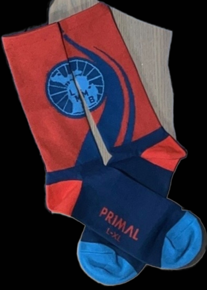 Product Description: LMB logo super comfy performance socks:</br></br>Advanced air transfer fabrics help ventilate and wick away excess moisture keeping your feet cool and dry. Seams and stitching are designed for a comfortable fit without any slippage inside your shoe</br></br>Mesh Top</br></br>Moisture Wicking</br></br>Tall Cuff, Mid Calf Height</br></br>Branded colors by Primal</br></br>LG/XL= U.S. Shoe Size 9-13 only</br> LMB Primal Socks (L/XL only)