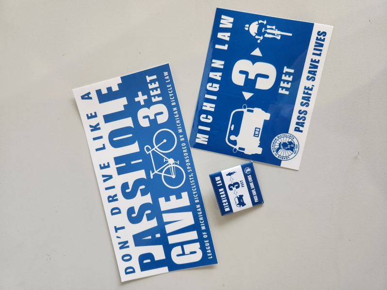 Product Description: One each of multiple Safe Passing / 3Feet stickers and pins!</br> Safe Passing Sticker and Pin Set